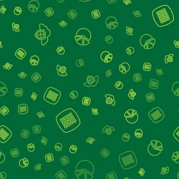 Set line Cloud and shield, Binary code and Pie chart infographic on seamless Stock Illustration