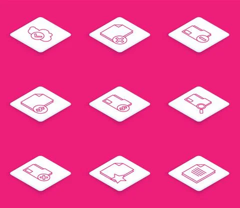 Set line Cloud with check mark, Add new file, Document folder minus, Finance イラスト素材