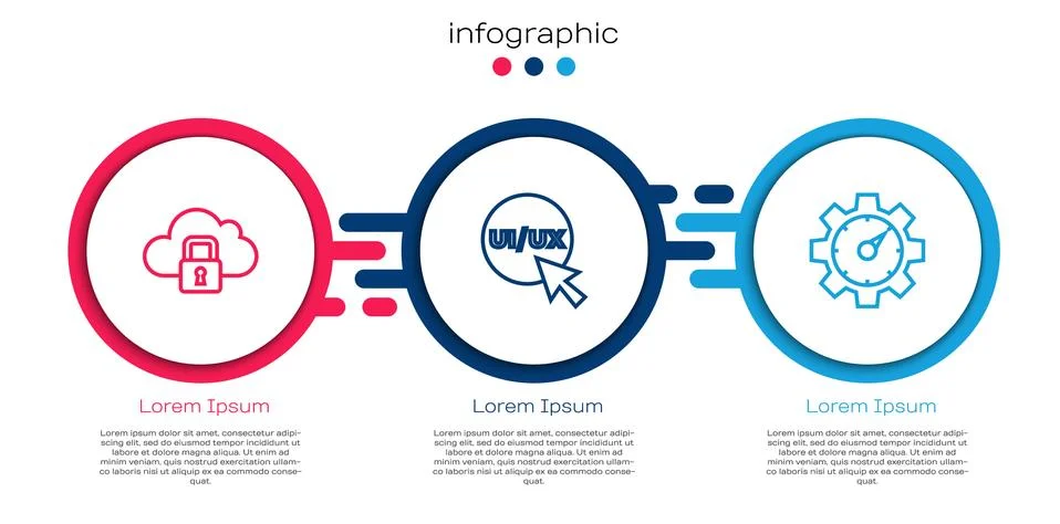 Set line Cloud computing lock, UI or UX design and Website statistic. Business Stock Illustration
