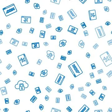 Set line Cloud computing lock, UI or UX design and Website template on seamless イラスト素材