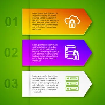 Set line Cloud computing lock, Server security with, Server, Data, Web Hosting 스톡 일러스트