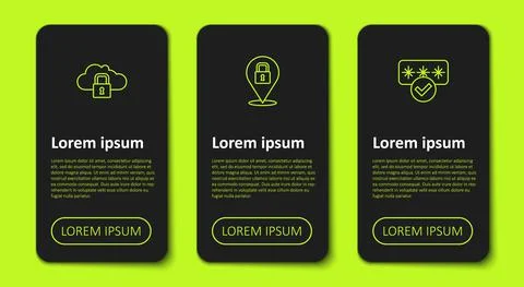 Set line Cloud computing lock, Lock and Password protection. Business 库存插图