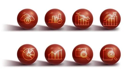 Set line Cloud computing lock, Pie chart infographic, Financial growth, Sea.. 스톡 일러스트