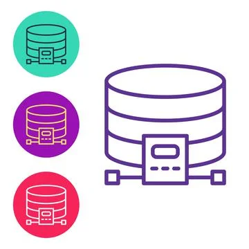 Set line Cloud database icon isolated on white background. Cloud computing 스톡 일러스트