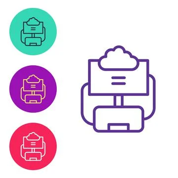 Set line Cloud database icon isolated on white background. Cloud computing Stock Illustration