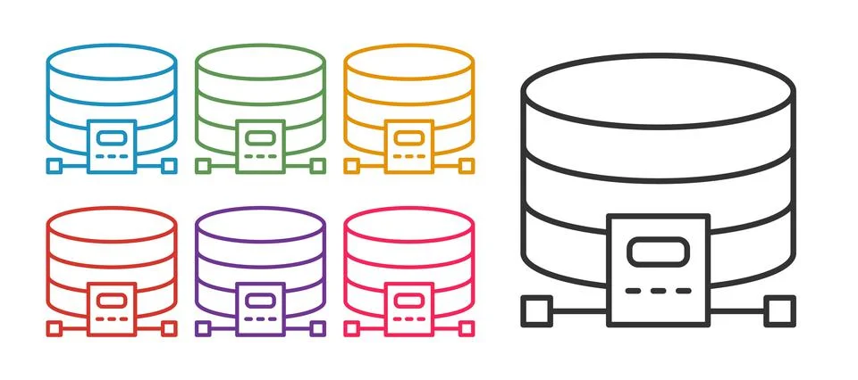 Set line Cloud database icon isolated on white background. Cloud computing Stock Illustration