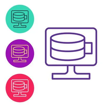 Set line Cloud database icon isolated on white background. Cloud computing co Stock Illustration