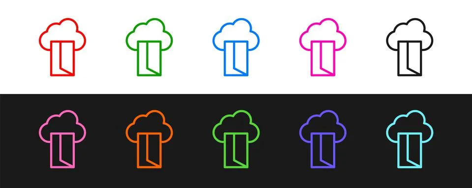 Set line Cloud database icon isolated on black and white background. Cloud co 스톡 일러스트