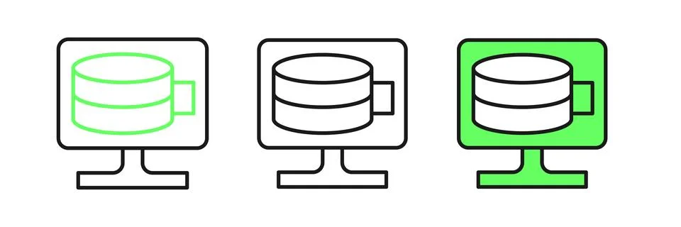 Set line Cloud database icon isolated on white background. Cloud computing .. Stock Illustration