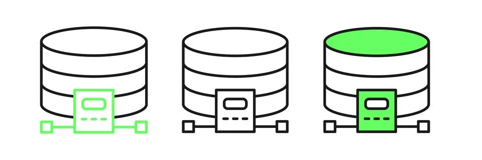 Set line Cloud database icon isolated on white background. Cloud computing .. Illustrazione stock