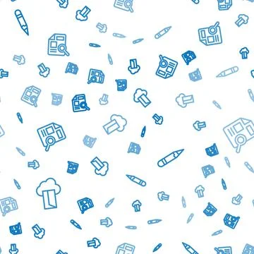 Set line Cloud database, Pencil and Document with graph chart on seamless Illustrazione stock