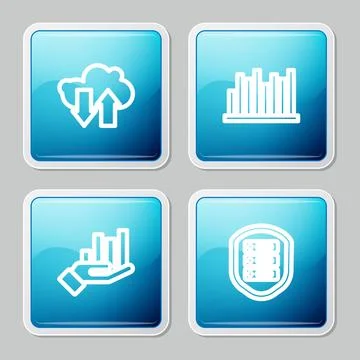 Set line Cloud download and upload, Pie chart infographic,  and Server with s 스톡 일러스트