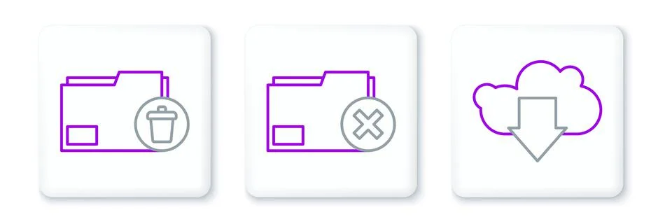 Set line Cloud download, Delete folder and  icon. Vector イラスト素材