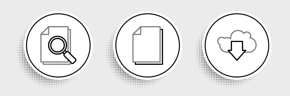 Set line Cloud download, Document with search and icon. Vector 스톡 일러스트