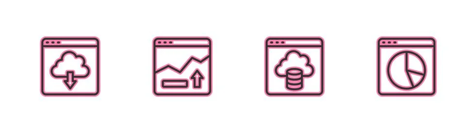 Set line Cloud download, technology data transfer, Financial growth increas.. Stock Illustration