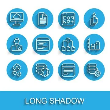 Set line Cloud hacking, Network cloud connection, technology data transfer,.. Illustrazione stock