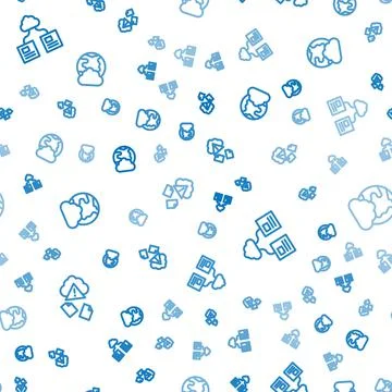 Set line Cloud hacking, technology data transfer and Social network on seamless Illustrazione stock