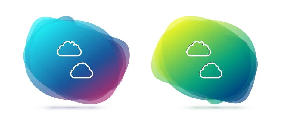 Set line Cloud icon isolated on white background. Abstract banner with liquid Illustrazione stock