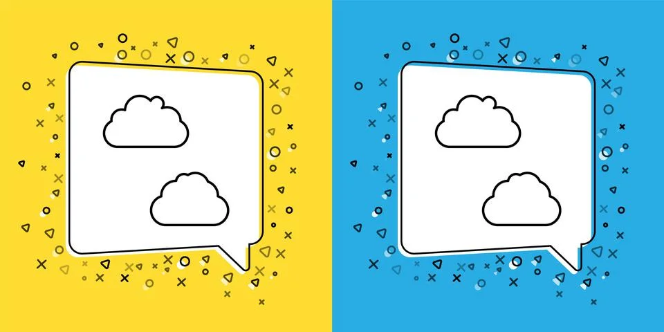 Set line Cloud icon isolated on yellow and blue background. Vector Illustrazione stock
