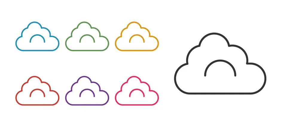 Set line Cloud icon isolated on white background. Set icons colorful. Vector イラスト素材