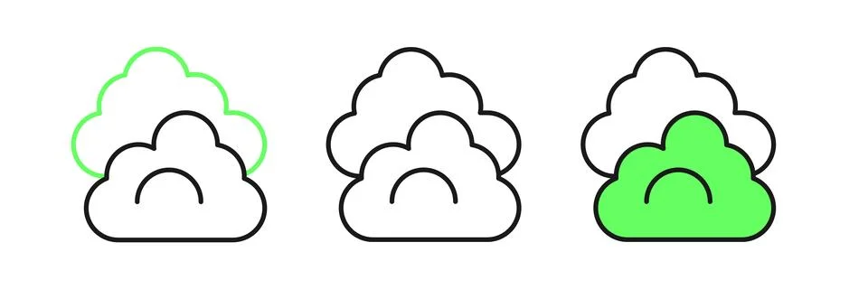 Set line Cloud icon isolated on white background.  Vector Stock Illustration