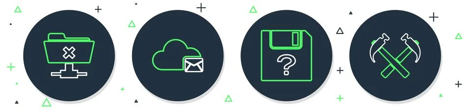 Set line Cloud mail server Unknown document FTP cancel operation and Two cros 库存插图