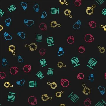 Set line Cloud mail server, Server, Data, Web Hosting, Search location and Al Ilustración de archivo