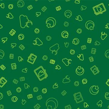 Set line Cloud with moon, Weather forecast and Moon on seamless pattern. Vector Stock Illustration