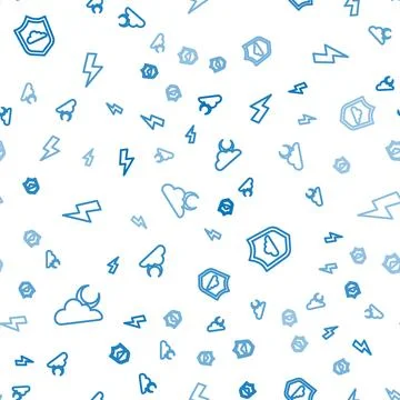 Set line Cloud with moon, Weather forecast and Lightning bolt on seamless p.. 스톡 일러스트