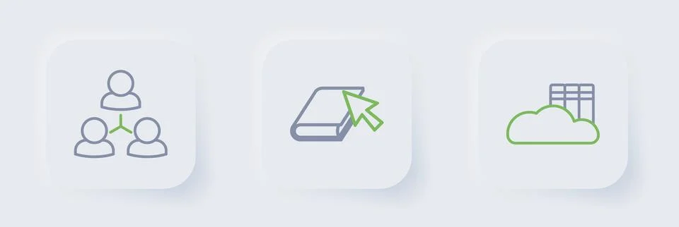 Set line Cloud or online library, Online book and class icon. Vector 스톡 일러스트
