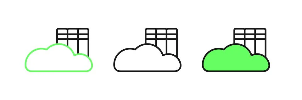 Set line Cloud or online library icon isolated on white background. Interne.. Stock Illustration