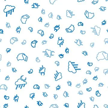 Set line Cloud with rain and moon, and Man having headache on seamless pattern イラスト素材