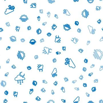 Set line Cloud with rain and moon, Windy weather and Sunrise on seamless pattern Stockillustratie