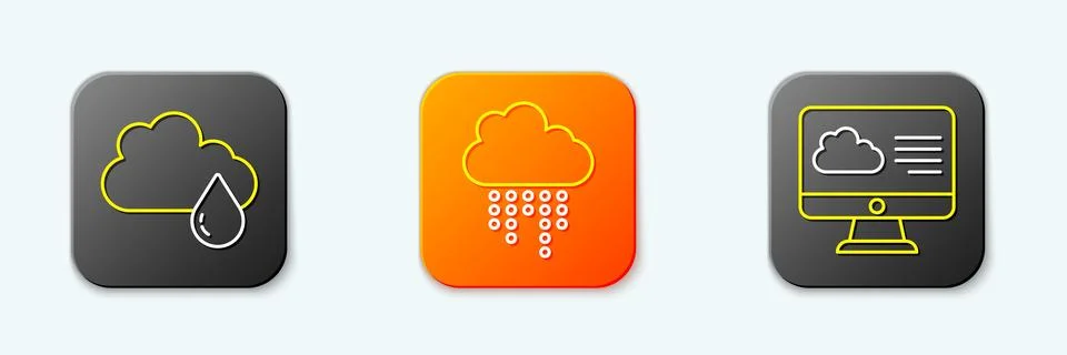Set line Cloud with rain,  and Weather forecast icon. Vector イラスト素材