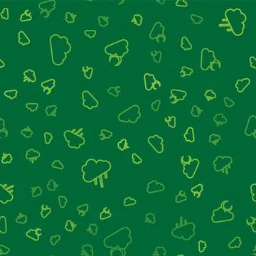 Set line Cloud, with rain and moon on seamless pattern. Vector Illustrazione stock