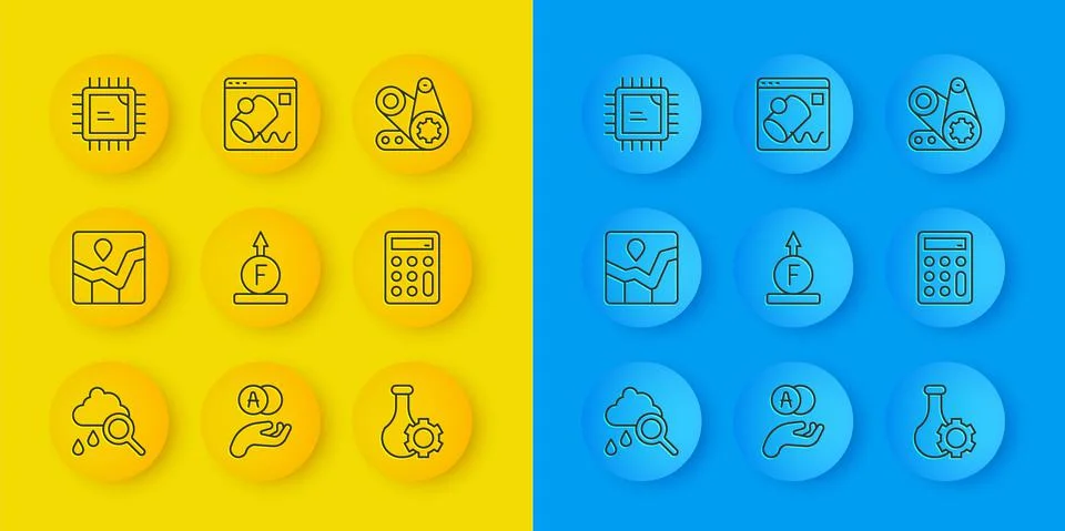 Set line Cloud with rain, Graph chart infographic, Force of physic formula, Test Stock Illustration
