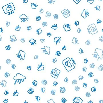 Set line Cloud with rain, Location cloud and snow on seamless pattern. Vector 스톡 일러스트