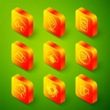 Set line Cloud with rain, Location cloud, Weather forecast, Sun and weather イラスト素材