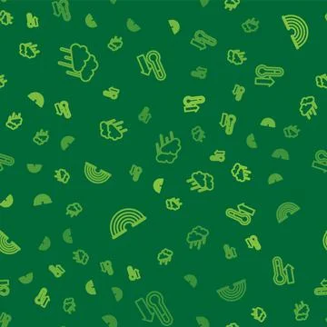 Set line Cloud with rain, Rainbow and Meteorology thermometer on seamless Stock Illustration