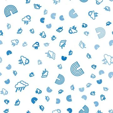 Set line Cloud with rain, Rainbow and Storm on seamless pattern. Vector Stock Illustration