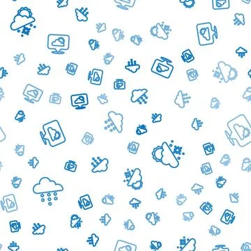 Set line Cloud with rain, snow and sun and Location cloud on seamless patte.. Illustrazione stock