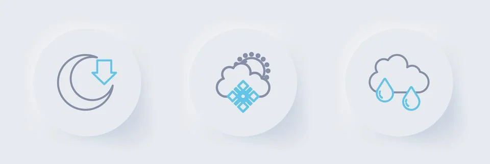 Set line Cloud with rain, snow and sun and Moon icon. Vector イラスト素材