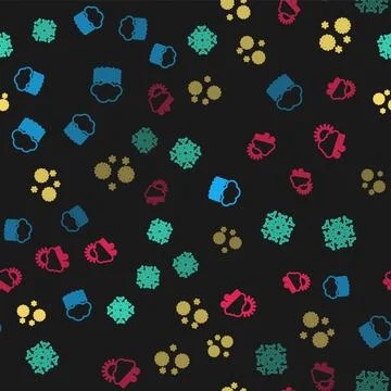 Set line Cloud with rain, Snowflake, and Windy weather on seamless pattern Stockillustratie