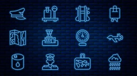 Set line Cloud with rain, UAV Drone, Parachute, Airport control tower, World  Illustrazione stock