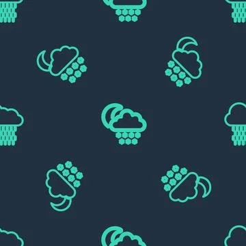 Set line Cloud with snow and moon, and rain on seamless pattern. Vector 스톡 일러스트