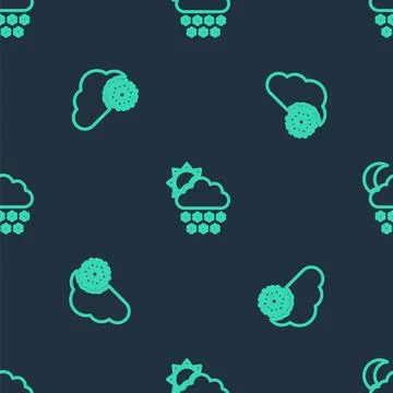 Set line Cloud with snow and sun,  and moon on seamless pattern. Vector イラスト素材
