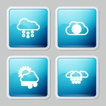 Set line Cloud with snow, , Windy weather and  icon. Vector Illustrazione stock