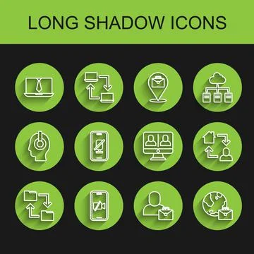 Set line Cloud storage document folder, Video camera Off on mobile, chat 스톡 일러스트