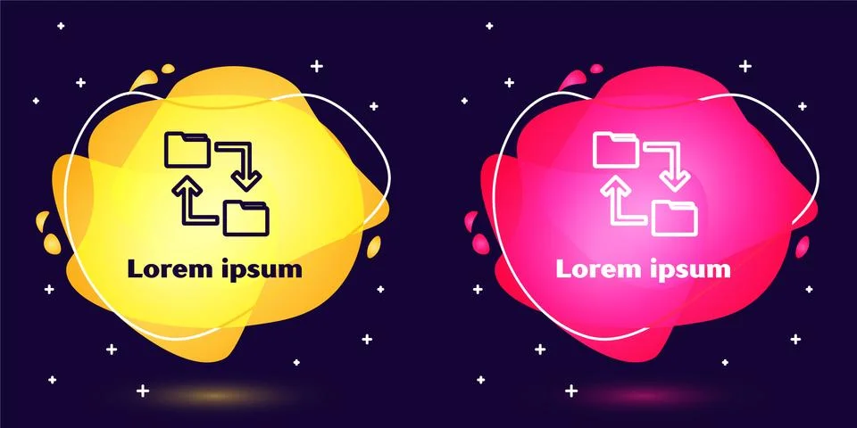 Set line Cloud storage text document folder icon isolated on blue background Stock Illustration