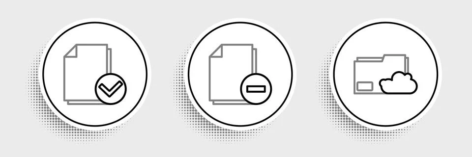Set line Cloud storage text document folder, Document and check mark and wi.. Stock Illustration